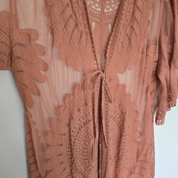 Style Apparel Sheer Lace Kimono Coverup Women's L Boho Festival Hippie Artsy - Picture 5 of 11